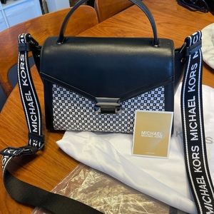 Michael Kors Whitney top handle in black and white leather